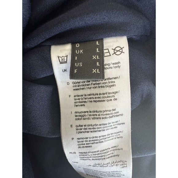 Vintage 90s ESPRIT Dress Turquoise & Navy Floral Women's Size Large Short Sleeve - Picture 4 of 8